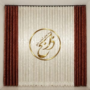 پرده کامل آماده نصب با دوخت مینیمال عرض 300 ارتفاع 280 رنگ پنلها آجری تیره