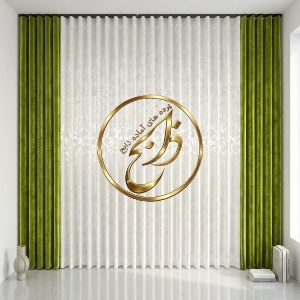 پرده کامل آماده نصب با دوخت مینیمال عرض 300 ارتفاع 280 رنگ پنلها سبز روشن