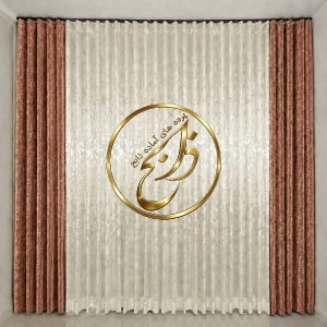 پرده کامل آماده نصب با دوخت مینیمال عرض 300 ارتفاع 280 رنگ پنلها مسی-کالباسی